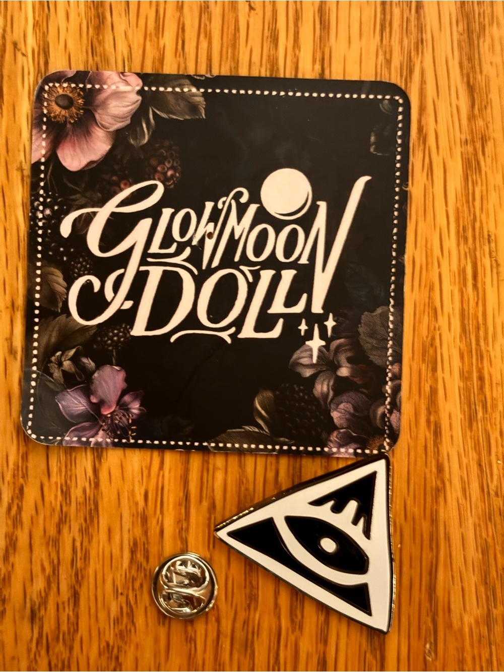 Black & White Triangle Eye Pin - Branded Accessory by Glow Moon Doll perfect.